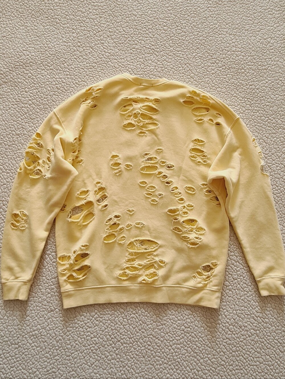 R13 Super Distressed Oversized Crewneck Sweatshirt In Washed Yellow XS Org $450 - Picture 8 of 14